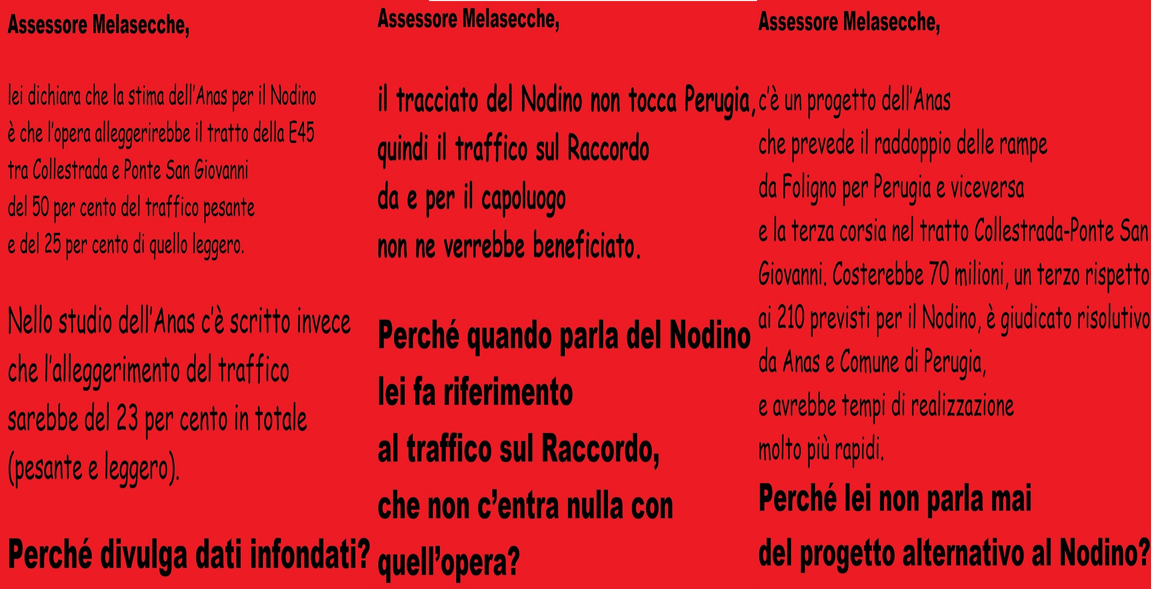 Tre domande all'assessore Melasecche sul Nodino di Perugia