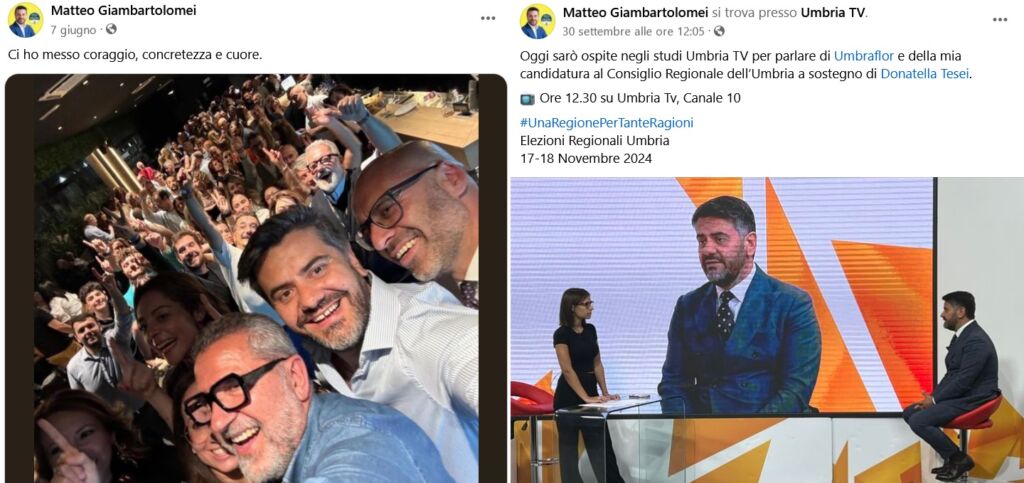 Due post del consigliere comunale di Perugia Mattia Giambartolomei