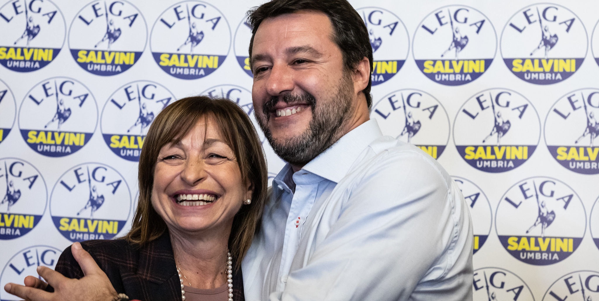 La presidente dell'Umbria Donatella Tesei e Matteo Salvini